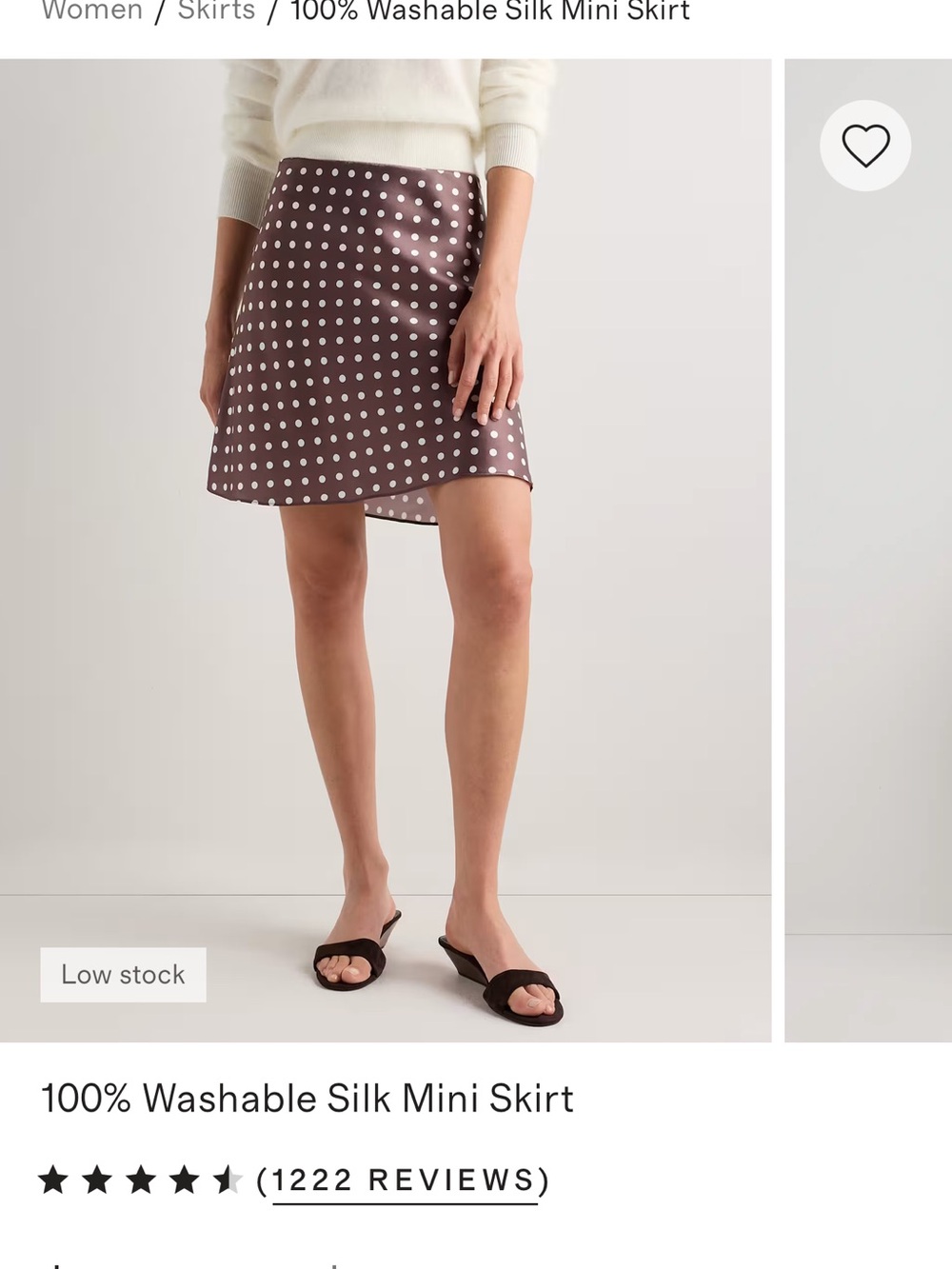 Quince Brown Mini Skirt with White Polka Dots